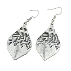 REESE Vintage Silver Drop Engraved Earrings